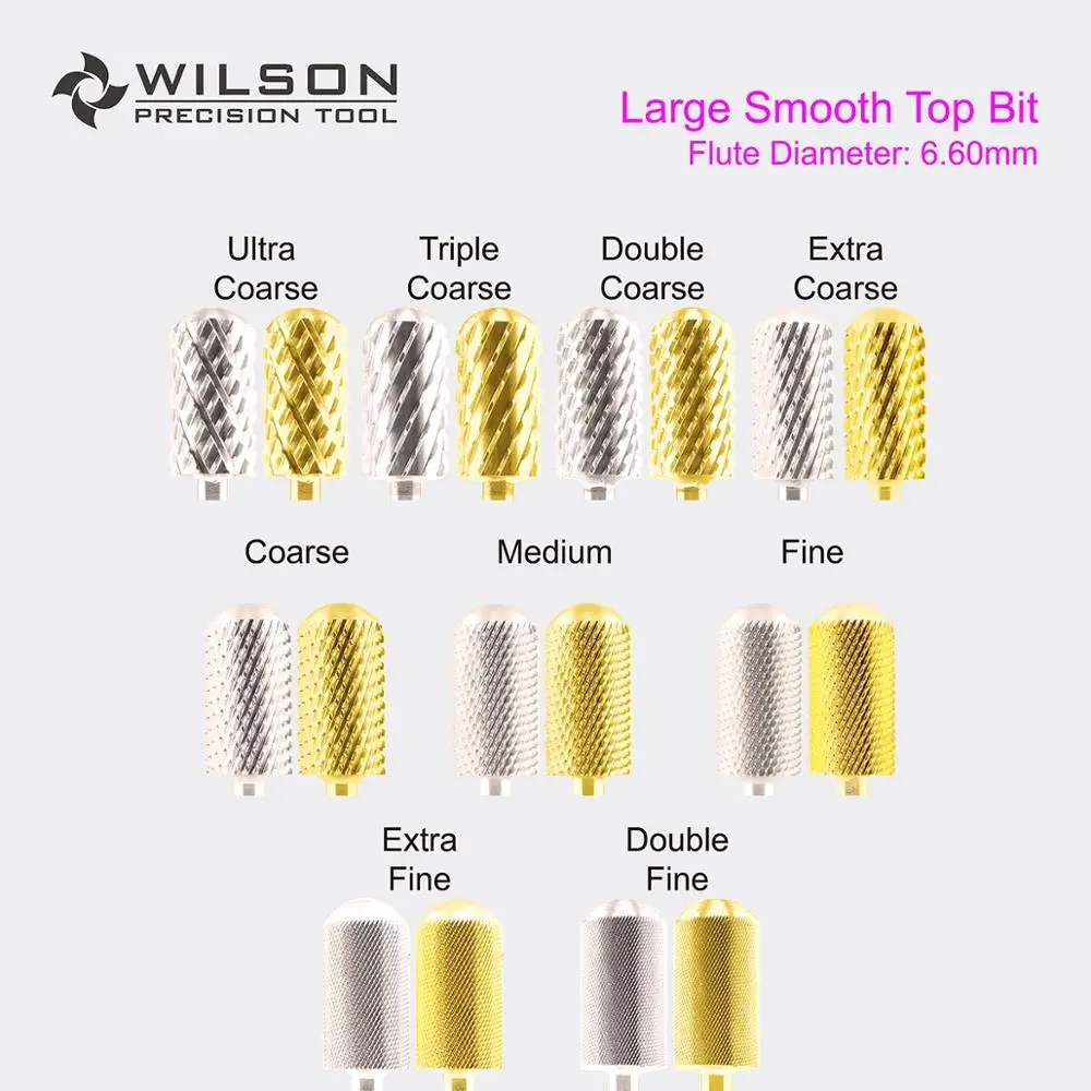 Large Barrel Smooth Top Bit - Gold/Silver - WILSON Tungsten Carbide Nail Drill Bit Electric Manicure Drill & Accessory
