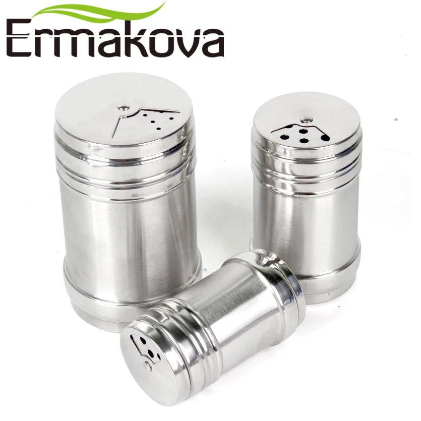 ERMAKOVA 3 шт./компл. шейкеры из нержавеющей стали для соли и перца емкость специй