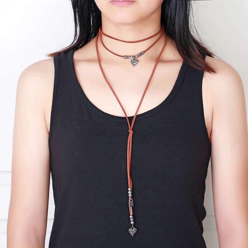 Новинка колье и ожерелье набор античное серебро шея богемное кожа ошейник