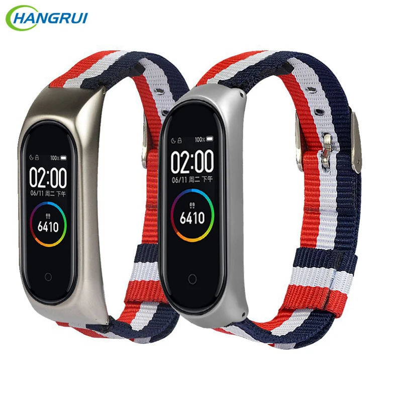 Hangrui нейлоновый холщовый ремешок для Xiaomi mi Band 4 сменный Браслет быстросъемный ремешок mi Band 4 смарт-браслет аксессуары