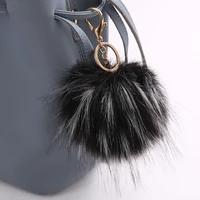 imitation racoon dog fur ball pendants keychain fur pompom lovely car key holder bag charm accessories best gift jewelry k1635