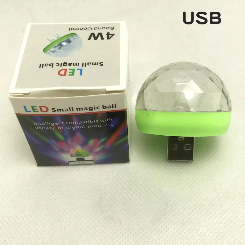 USB Disco Light Мини-светильник для дискотеки, USB, Рождественский шар, светодиодный, на Хэллоуин, светящиеся шары, бар, бальный, флэш-неоновый светильник, домашний, вечерние, Rave, светящиеся, год - Цвет: USB Disco Light