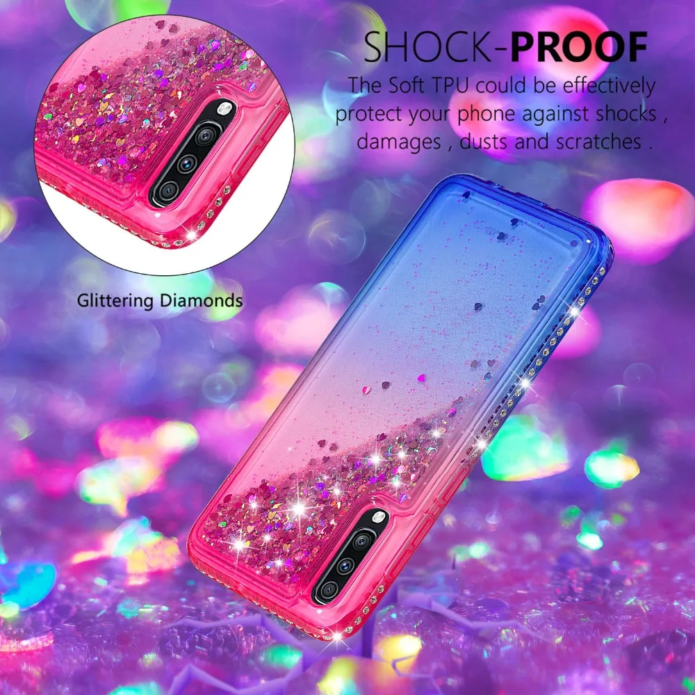 Diamond Glitter Case For Samsung Galaxy A50 A70 A60 A40 A30 A20 A10 A20E Cover Gradient Quicksand Case for Samsung M10 M20 M30