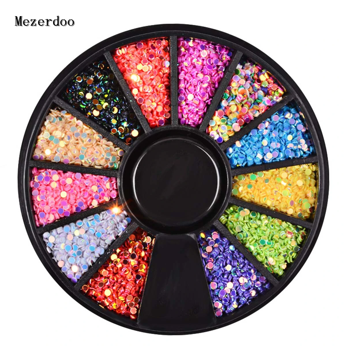 

1 Box Candy Color Round Design Nail Art Tips Rhinestones Glitters Acrylic UV Gel Gems Decoration in Wheel