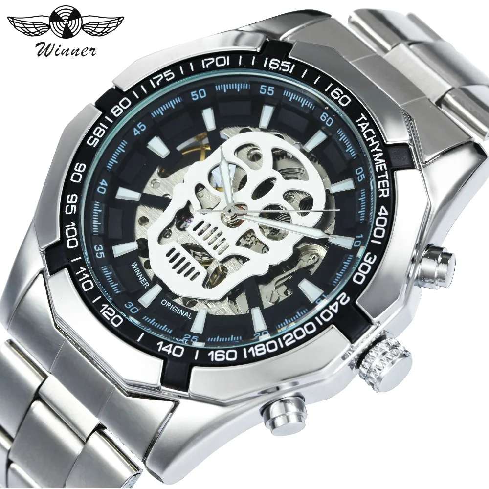 WINNER стимпанк поп автоматические механические часы мужские из нержавеющей стали