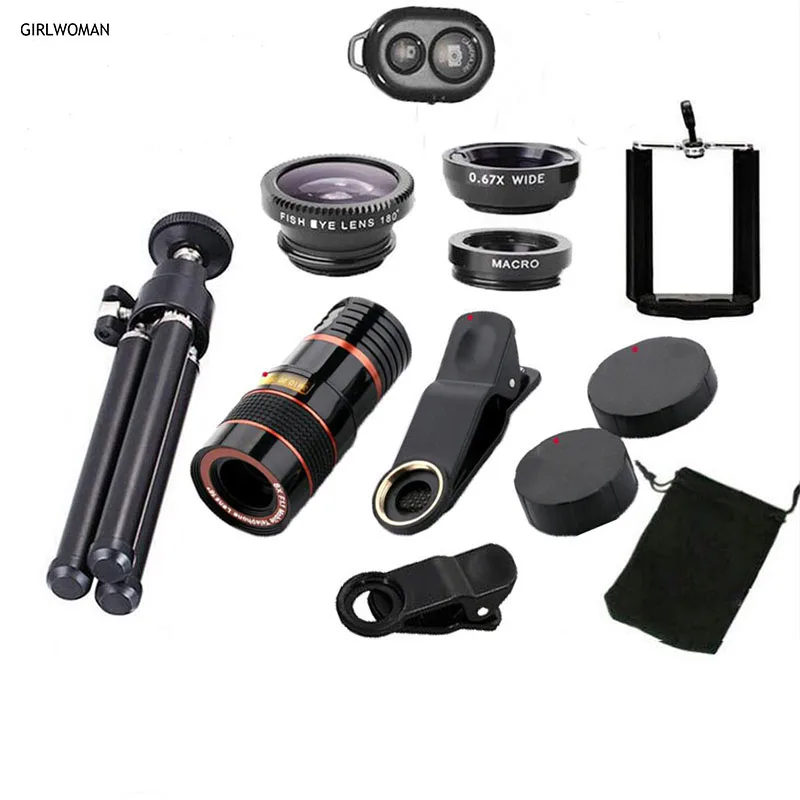 Объектив для телефона Girlwoman с 12 кратным зумом штатив смартфона камера