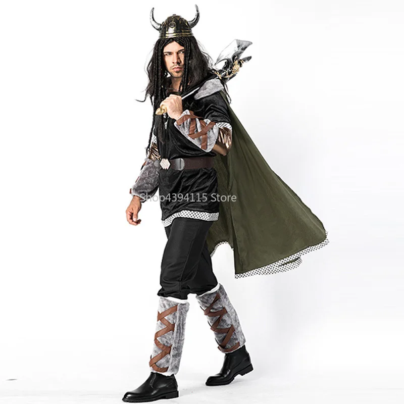 Взрослых Для мужчин Хэллоуин Викинг Костюмы воинов фантазии варвар