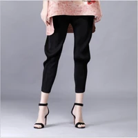 miyake folds casual pants spring and summer new womens solid color feet radish pants harem pants nine pants