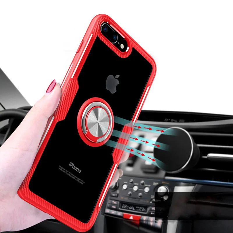 Чехол для iPhone 8 Plus Роскошный прозрачный чехол полное кольцо Магнитный 7 i7