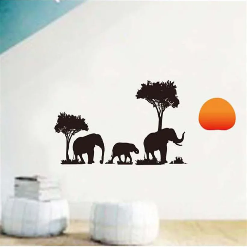 Home Removable Vinyl Wall Elephant Sun Tree Room Decor Stickers Bedroom nor5910 | Дом и сад