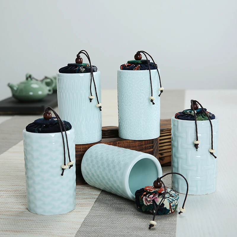Текстура Чай бутылка однотонные Кофе сахара банку хранения Фарфор коробка с