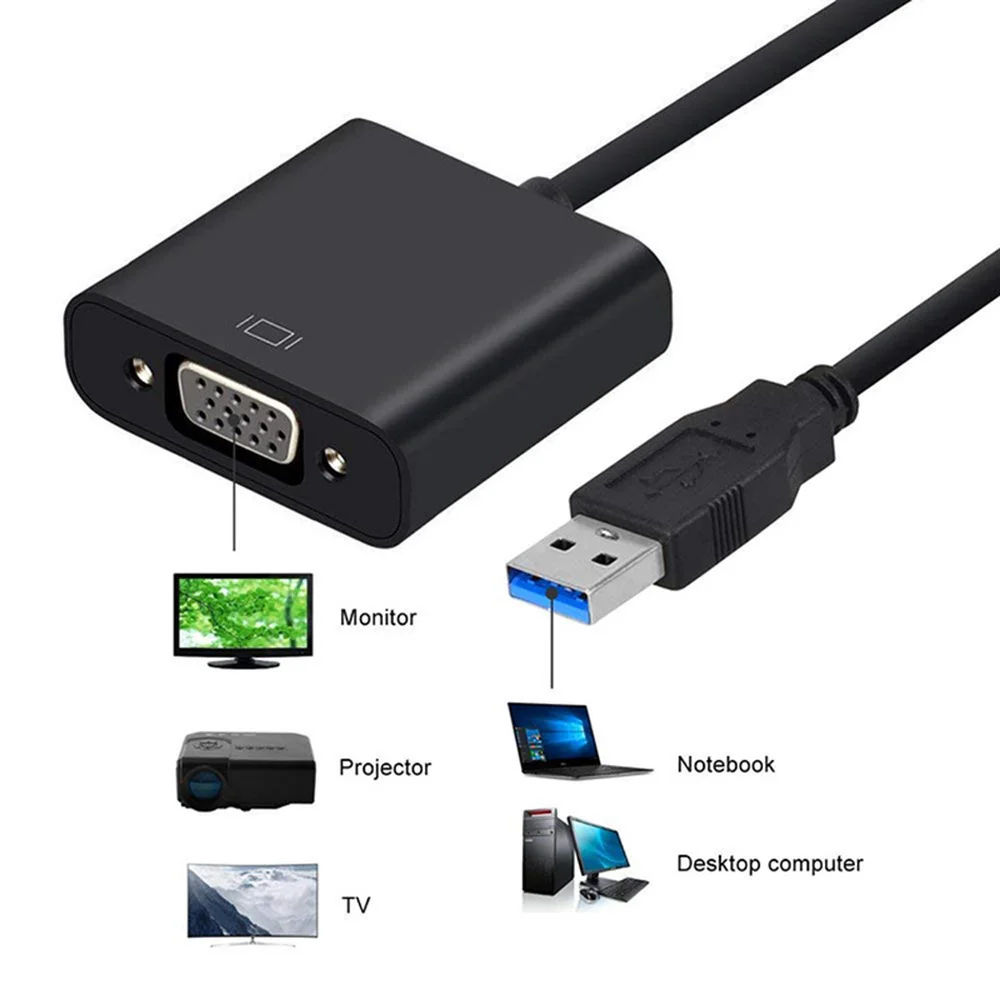 Адаптер с USB 3 0 на VGA внешняя видеокарта мульти дисплей конвертер для настольного