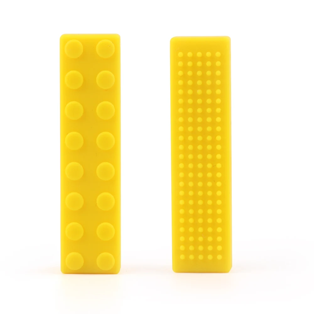 Yellow TYRY. HU 1 шт., силиконовые бусины пищевого качества, прямоугольные кирпичные Прорезыватели для зубов DIY, Детские Прорезыватели, ожерелье, детский игрушечный карандаш, набор, кулон, подарки - Цвет: Yellow