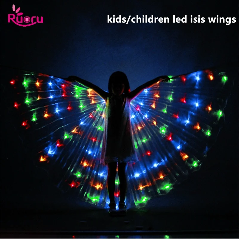 

Ruoru Child Led Isis Wings with Stick Belly Dance Accessories Led Wings Kids girls white Led Isis Wings Stage Performance Props