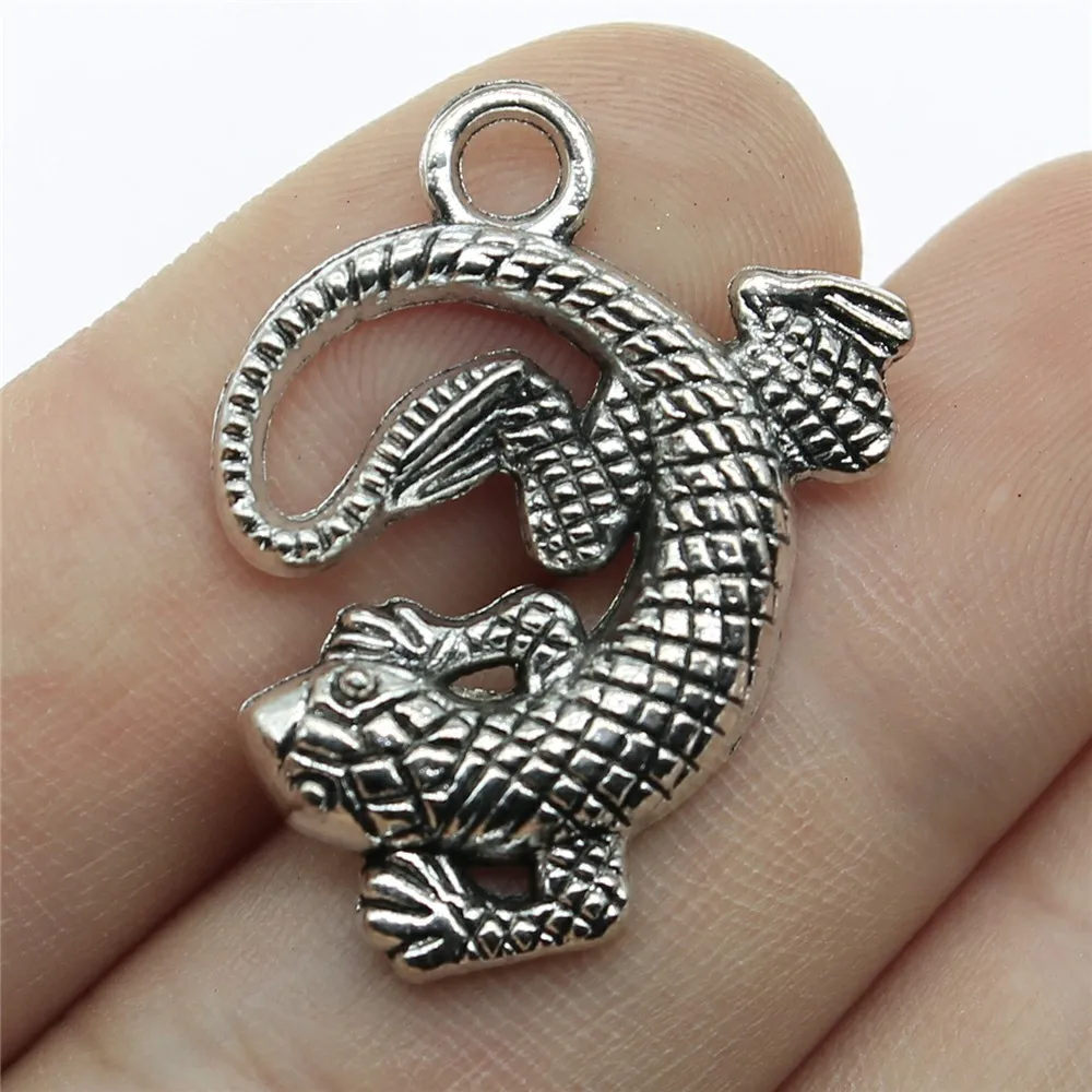 Gecko подвески сделай сам ювелирное изделие антикварный серебряный цвет тон 1 2x0 9