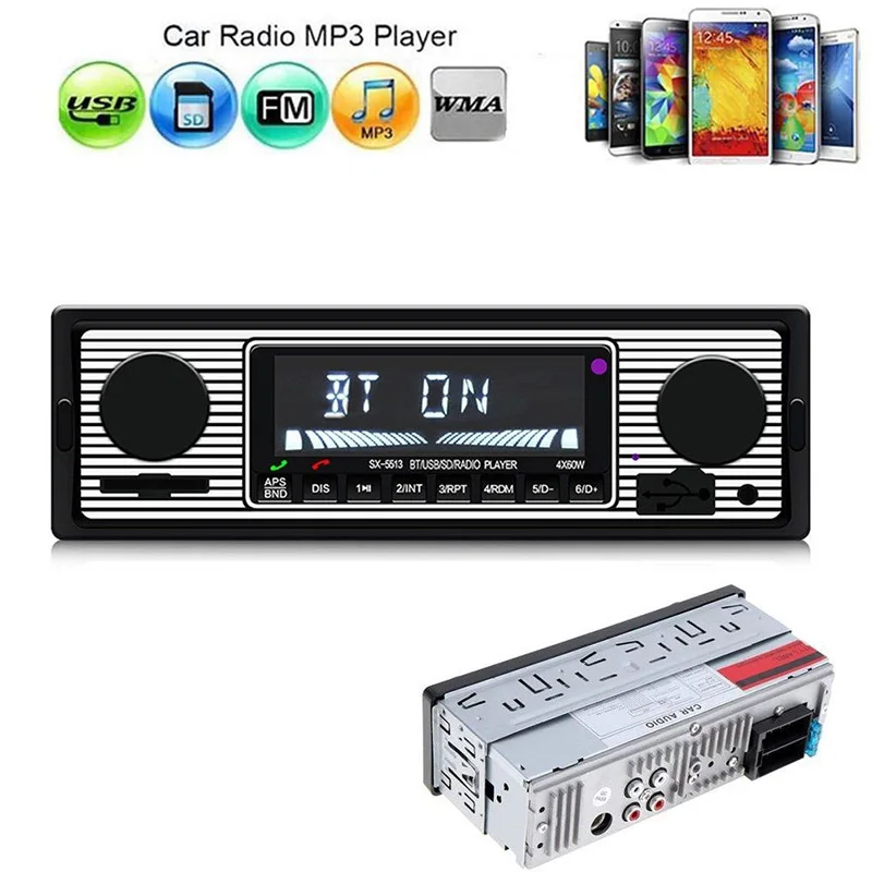 Автомобильный радиоприемник стерео система с поддержкой Bluetooth без дисплея USB и SD