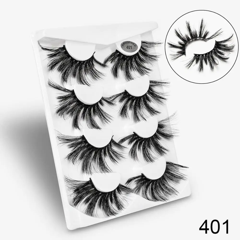401 SEXYSHEEP 4 пары 25 мм Накладные ресницы Поддельные ресницы длинные Макияж 3d искусственной норки ресницы наращивания ресниц норки ресницы для красоты - Цвет: 401