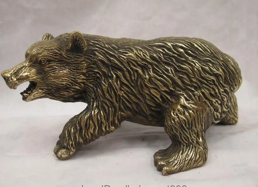 Chinese Folk Copper carving Brown Bear Family Decor art Statue | Дом и сад
