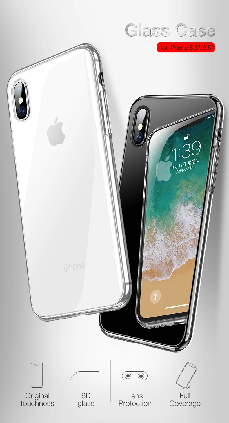 Чехол для телефона Cafele из закаленного стекла для iPhone XS MAX, стекло и края из ТПУ, прозрачный чехол для нового iPhone Xs/Xs Max