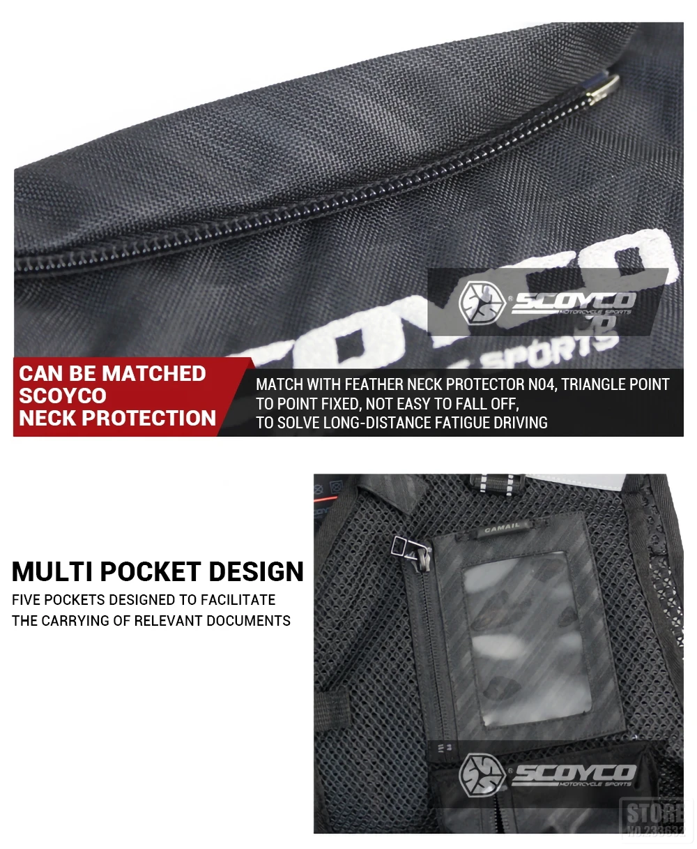 SCOYCO мотоциклетная куртка защитная Экипировка Chaqueta Moto куртка Светоотражающая летняя мотокроссная бездорожье гоночный жилет с защитой