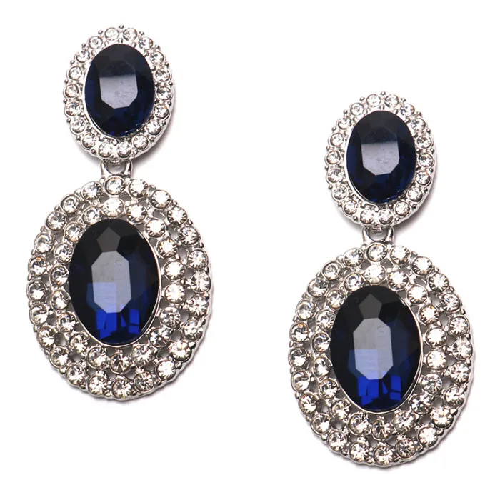 Blue Crystal Новинка года Горячая Мода Большой Цветок Хрустальная капля висит Серьги для Для женщин Свадьба себе Серьги украшения цена оптовой продажи - Окраска металла: Blue Crystal