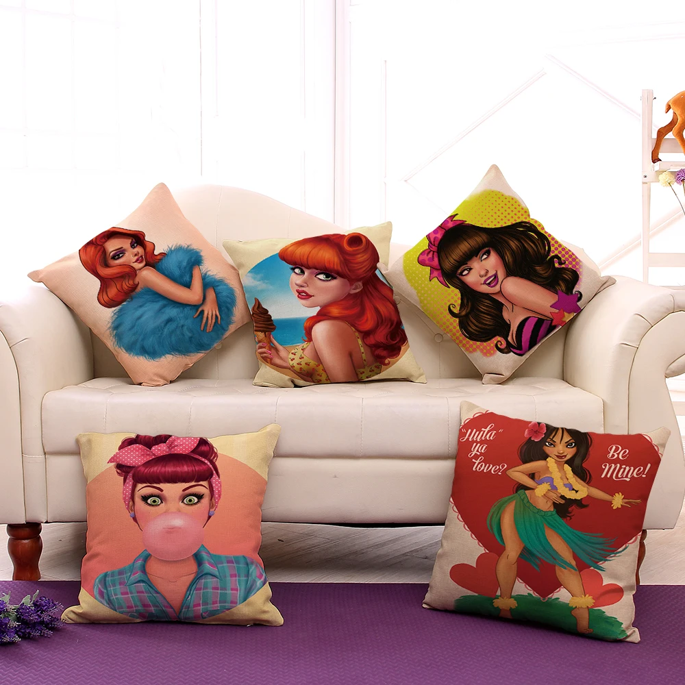 Модные диванные подушки Miracille с рисунком девочки из мультфильма домашние