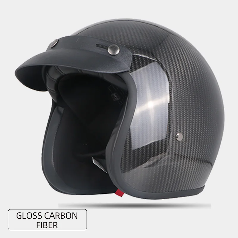 Мотоциклетный шлем CarbonFiber с открытым лицом винтажный для мотокросса ретро