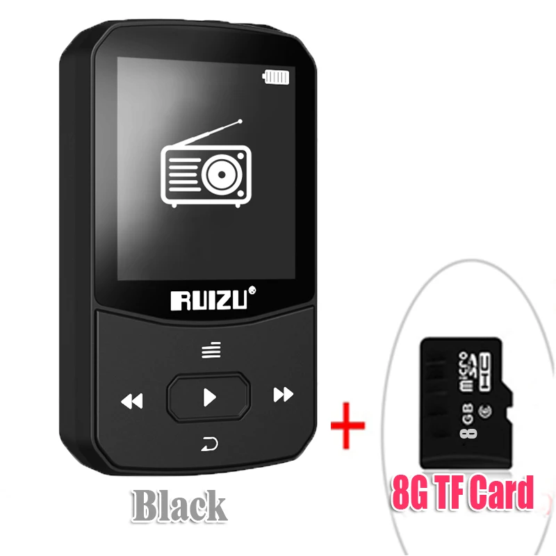 Новинка, спортивный Bluetooth X51, 4,2, MP3 плеер, клип, мини поддержка передачи и приема FM, поддержка подключения телефона - Цвет: Blackwith8gbTFcard