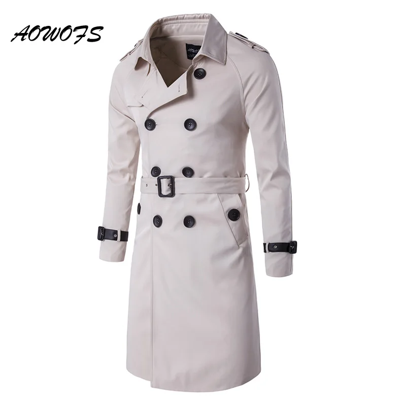 AOWOFS модные тренчи для женщин мужчин Slim Fit длинный Тренч пальто будущих мам