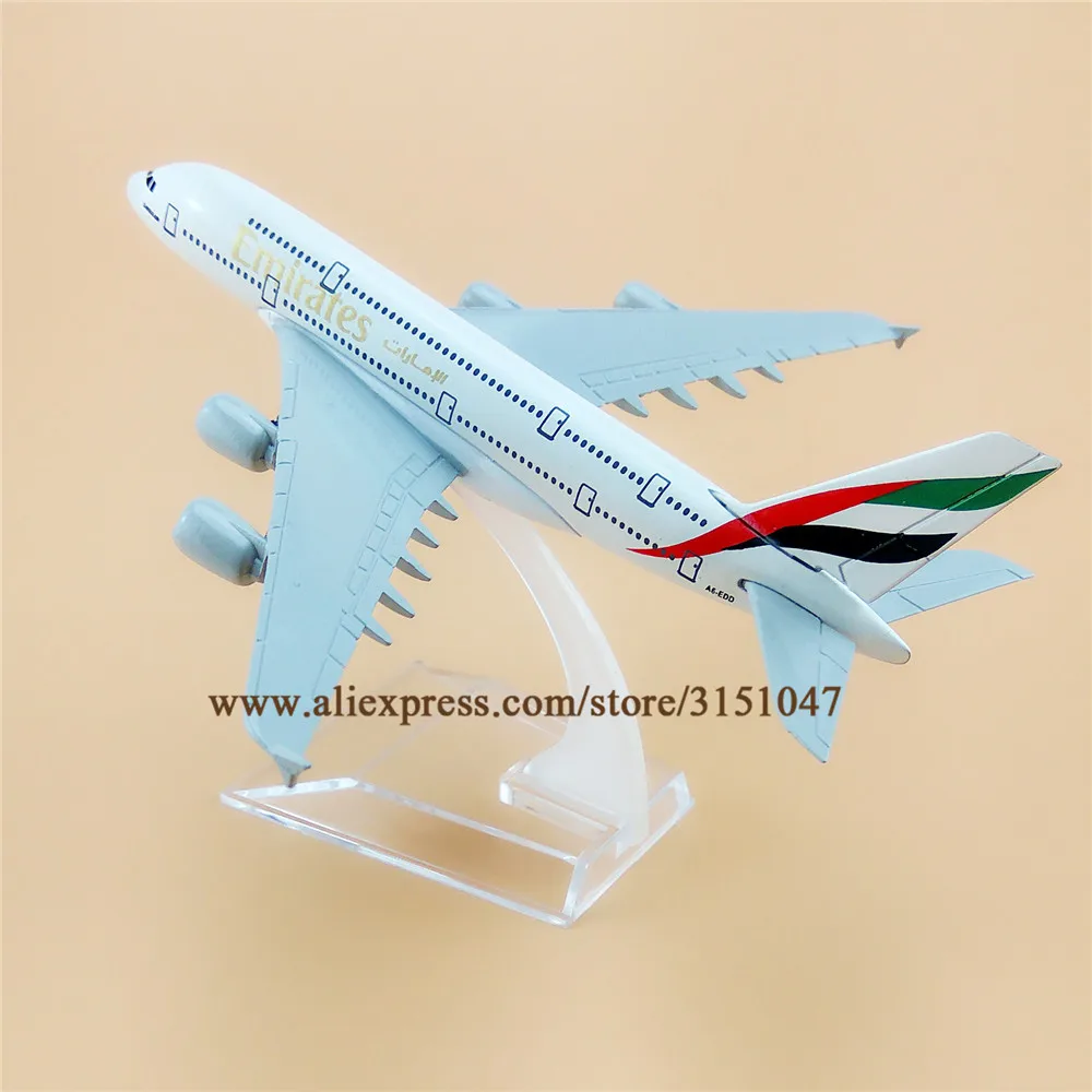 Модель самолета Air Emirates A380 Airlines Airbus 380 Airways 16 см модель из сплава металла с