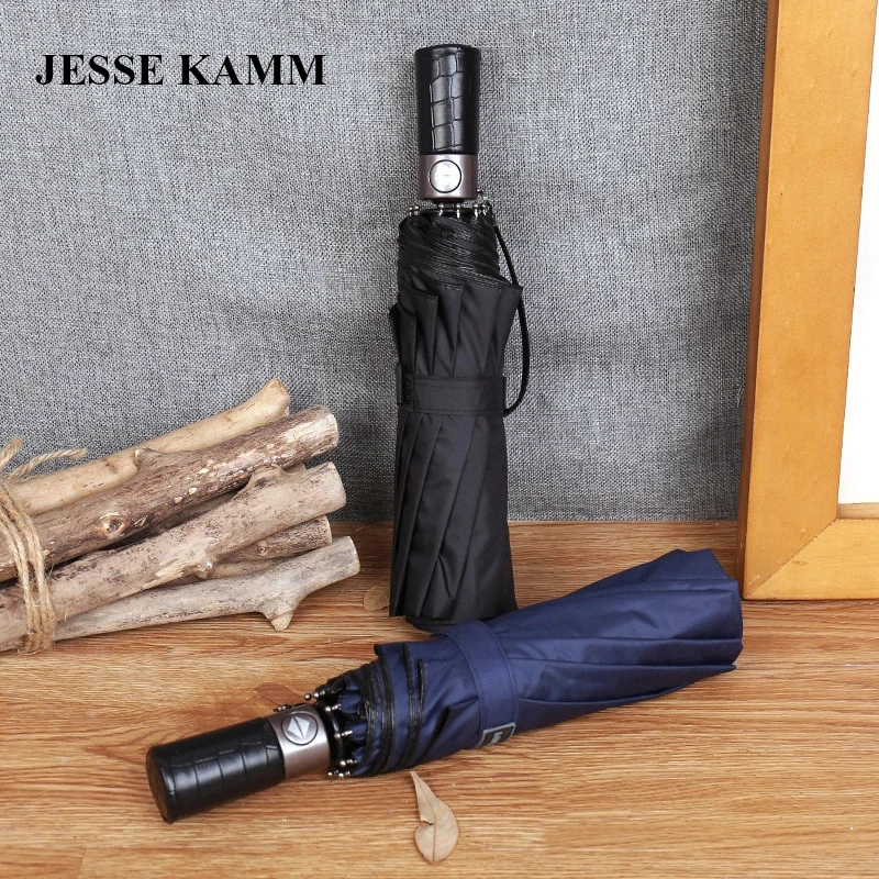 

JESSE KAMM New Drop Shop Fully-Automatic Big Two People Large Strong Windproof Anti-UV Black Blue For Women Men Rain Umbrellas