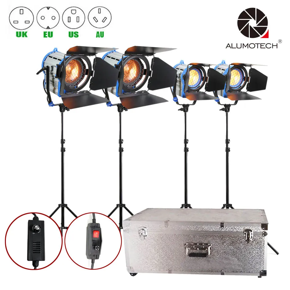 As ARRI Dimming 650WX2+ 1000WX2 диммер встроенный вольфрамовый Точечный светильник Френеля+ стандарт x4+ чехол светильник комплект для видео студийная фотография