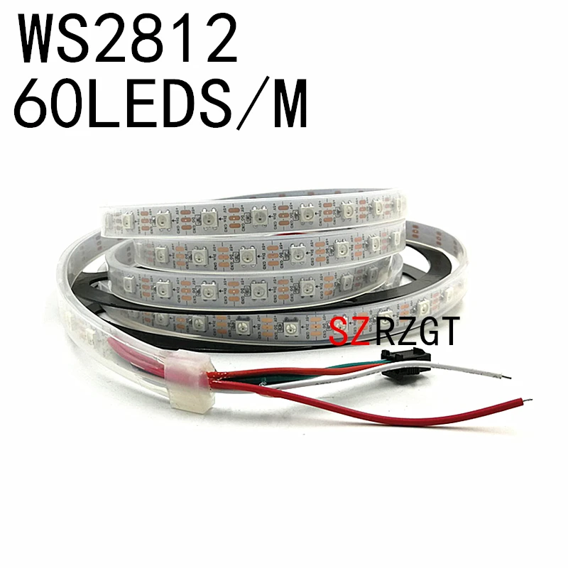Светодиодная лента WS2812B 30/60 светодиодов/м RGB WS2812 5050SMD черная/белая плата Ip67 5 в