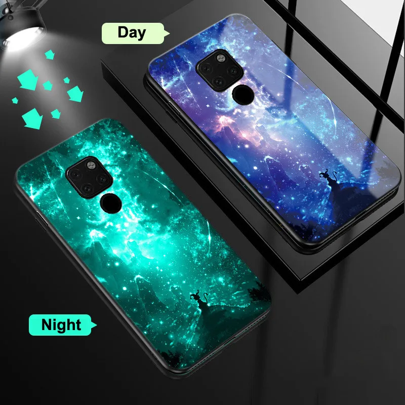 Looking Световой закаленное Стекло чехол для huawei Коврики 20 P20 Lite рro 20Pro 20X Honor 8X макс 7X10 V10 Nova 3e 3 3i чехол Тигр чехол с картинкой из сериала Teen Wolf - Цвет: Looking
