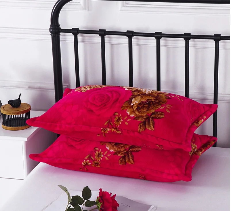 2pcs Pillowcase-19 2 шт. фланелевые наволочки с принтом зимняя мягкая теплая плотная Коралловая флисовая наволочка 48*74 см - Цвет: 2pcs Pillowcase-19