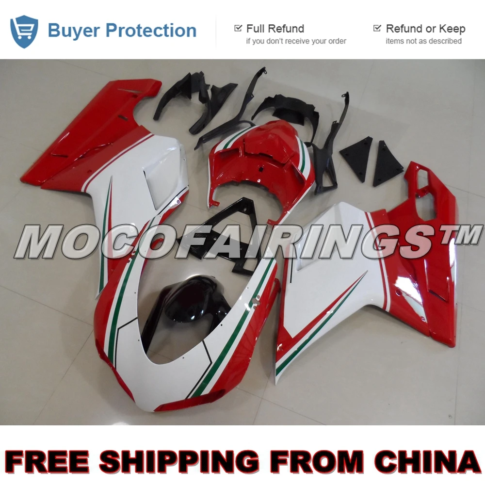 

FREE SHIPPING Motorcycle ABS Plastic Fairing Kit For Ducati CORSE 1098 1198 848 S / R / EVO Fairings Bodywork TRI-COLOR