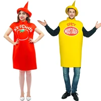new customized free size tomato ketchup costume spicy mustard costume with hat top costumes halloween couples costumes