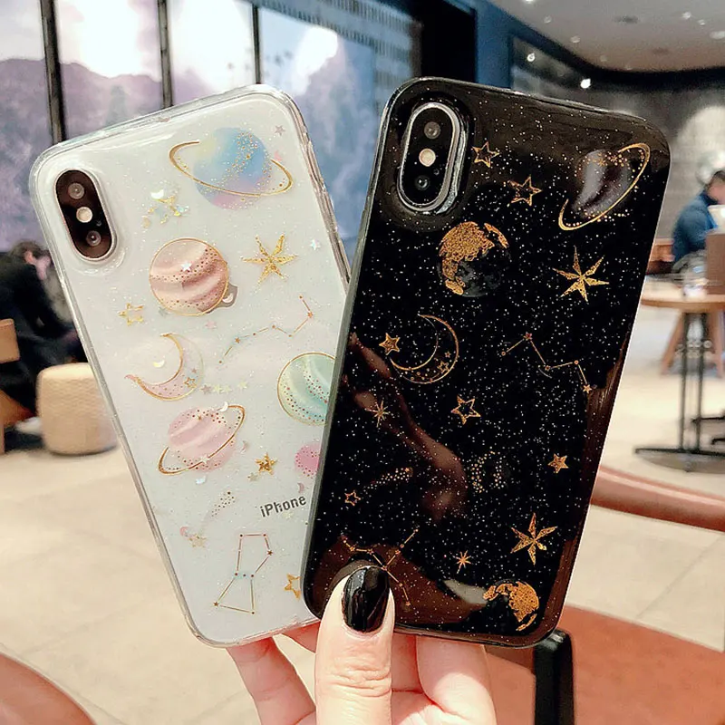 Блеск Capinha для iPhone 6 S 7 8 X 6s Plus Apple прозрачный силиконовый чехол TPU мягкие чехлы ipone