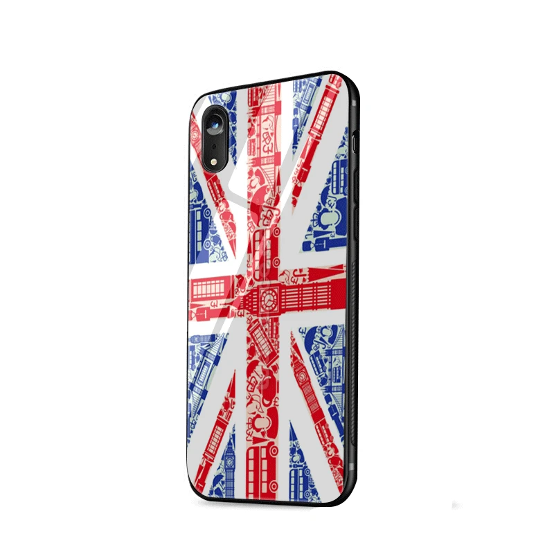 Чехол из закаленного стекла с британским флагом Union Jack для iPhone X XS XR Max 6 6s 7 8 Plus 5 5S SE |