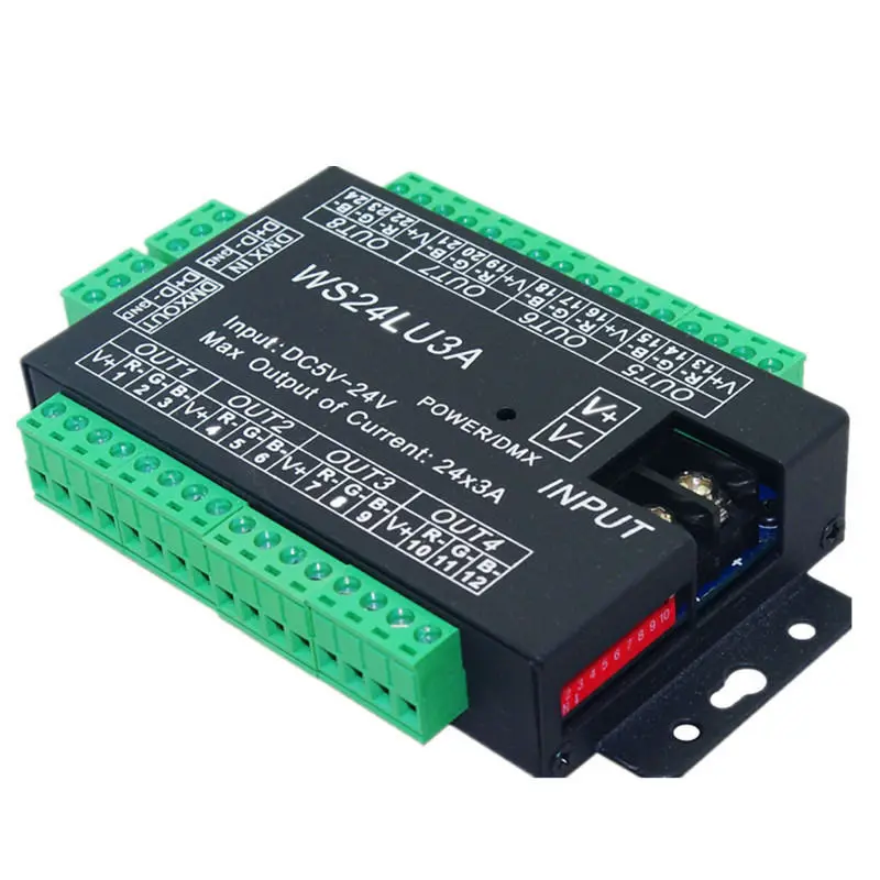 1 шт. WS24LU3A 24CH DMX контроллер 512 декодер RGB светодиодная лента модуль Dump узел 24x3A |