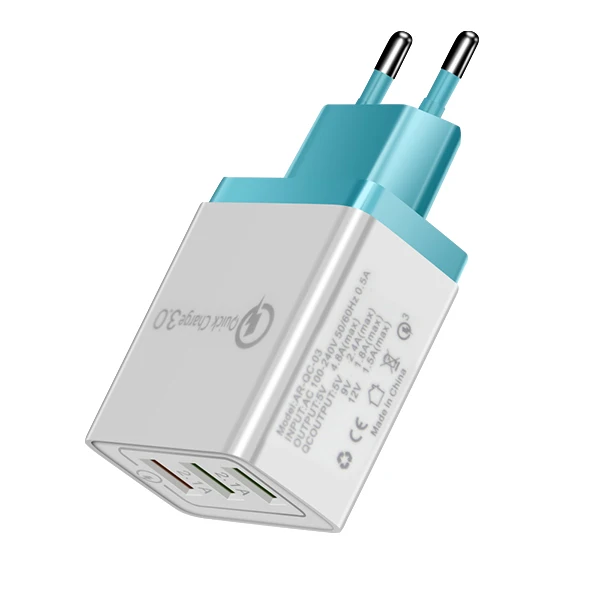 EU Blue ACCEZZ USB зарядное устройство Quick Charge 3,0 5V 4.8A для iphone 8 X мобильный телефон Быстрая зарядка для samsung huawei Xiaomi EU переходник - Тип штекера: EU Blue