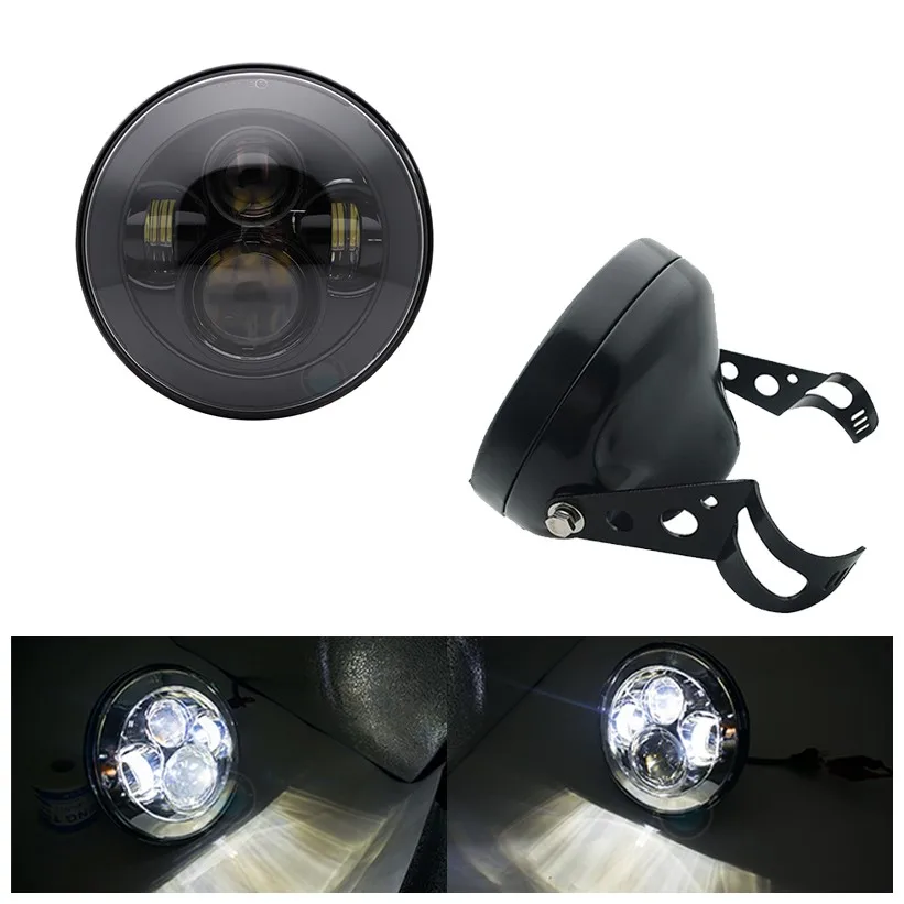 40W black set B 7 дюймов 60 Вт точка SAE E9 мотоцикл фары с углом глаз светодиодные фары 7 дюймов корпус ведро отделка кольцо - Цвет: 40W black set B