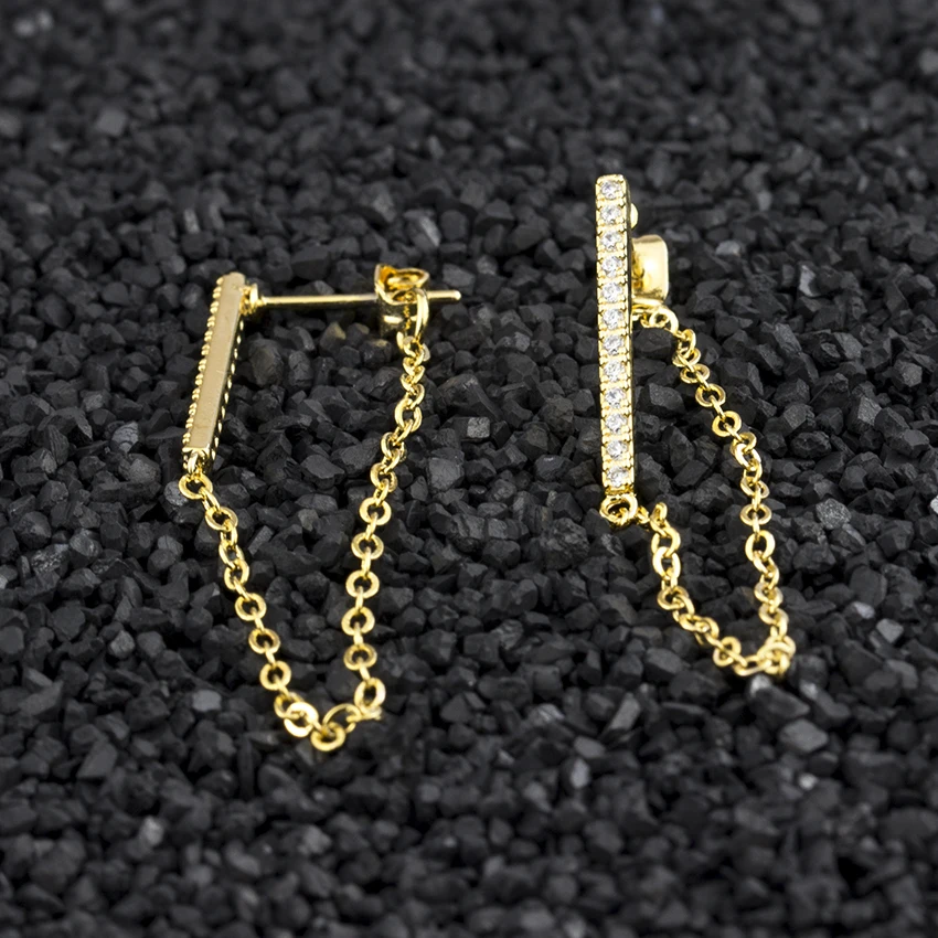 Stainless Steel Long Chain Earring Bohemian Jewelry Gold Color Bar Charm Drop Statement Earrings For Women Wedding Accessoires | Украшения