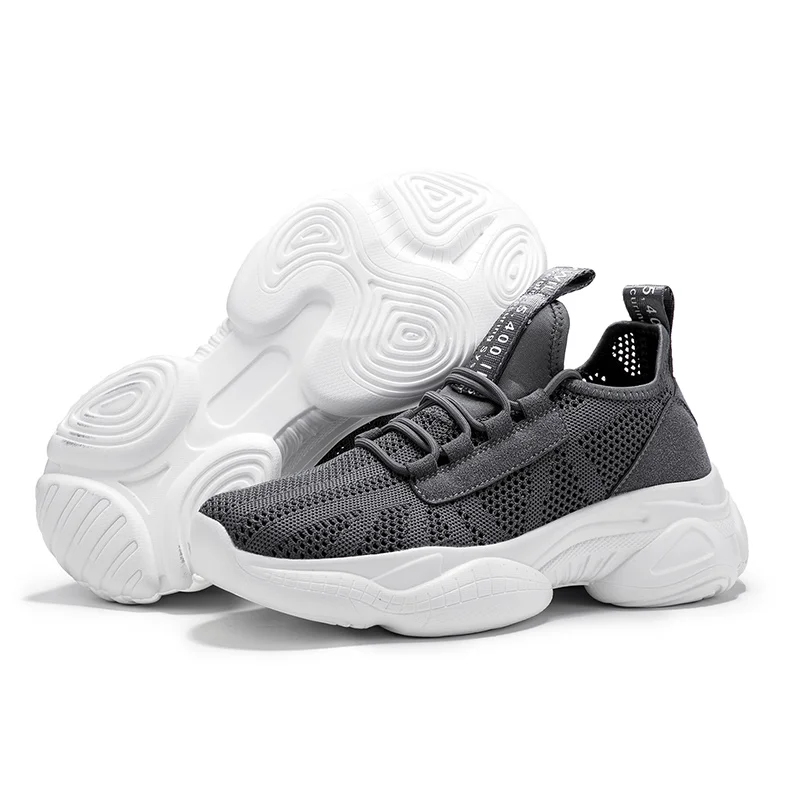 Мужские спортивные кроссовки сетчатые дышащие на увеличенной платформе модная