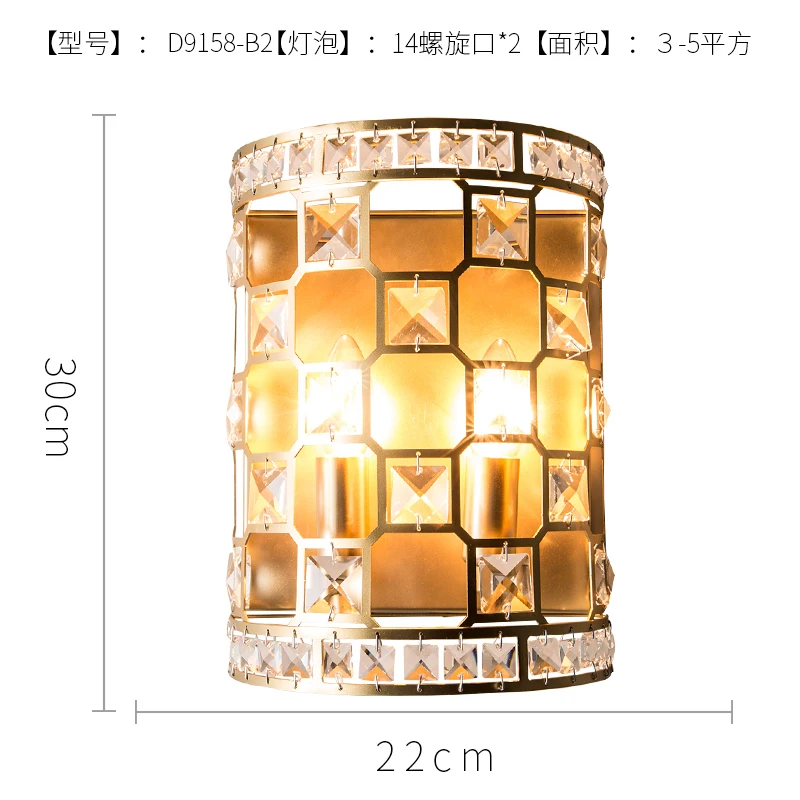 Американский Wandlamp золотого цвета с украшением в виде кристаллов Настенные светильники для Гостиная Ресторан бра для спальни Крытый светодиодные лампы фонари дом с украшением в виде кристаллов освещение