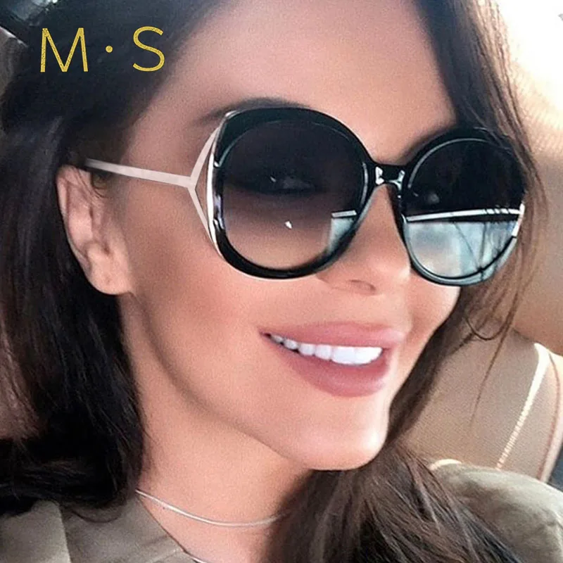 MS Мода негабаритные солнцезащитные очки-авиаторы Для женщин UV400 Ретро Брендовая дизайнерская обувь большой рамки солнцезащитные очки для женщин женские Eyewea