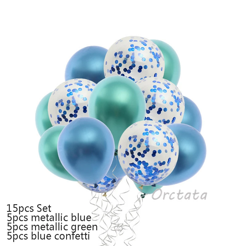 15pcs Blue Green 10 шт. 12 дюймов блестящие металлические перламутровые латексные шары толстые Хромированные Металлические цвета надувные воздушные шары Globos декор для дня рождения - Цвет: 15pcs Blue Green