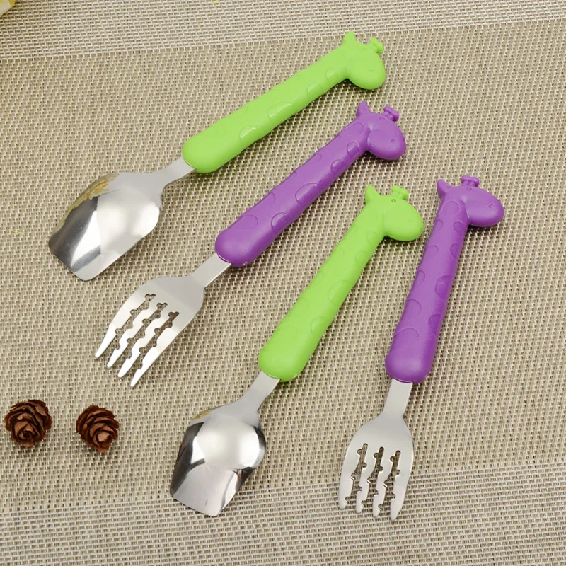 2 шт./компл. детская посуда с жирафом чайные ложки суповый ковш из нержавеющей