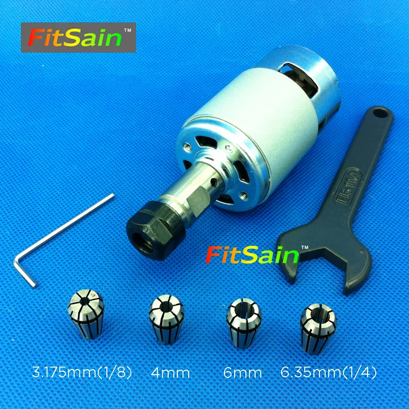 FitSain-ER11 цанговый патрон CNC шпиндель цанговый набор от 1/8~ 1/4 для фрезерного станка с ЧПУ шариковый подшипник 775 24 В 8000 об/мин