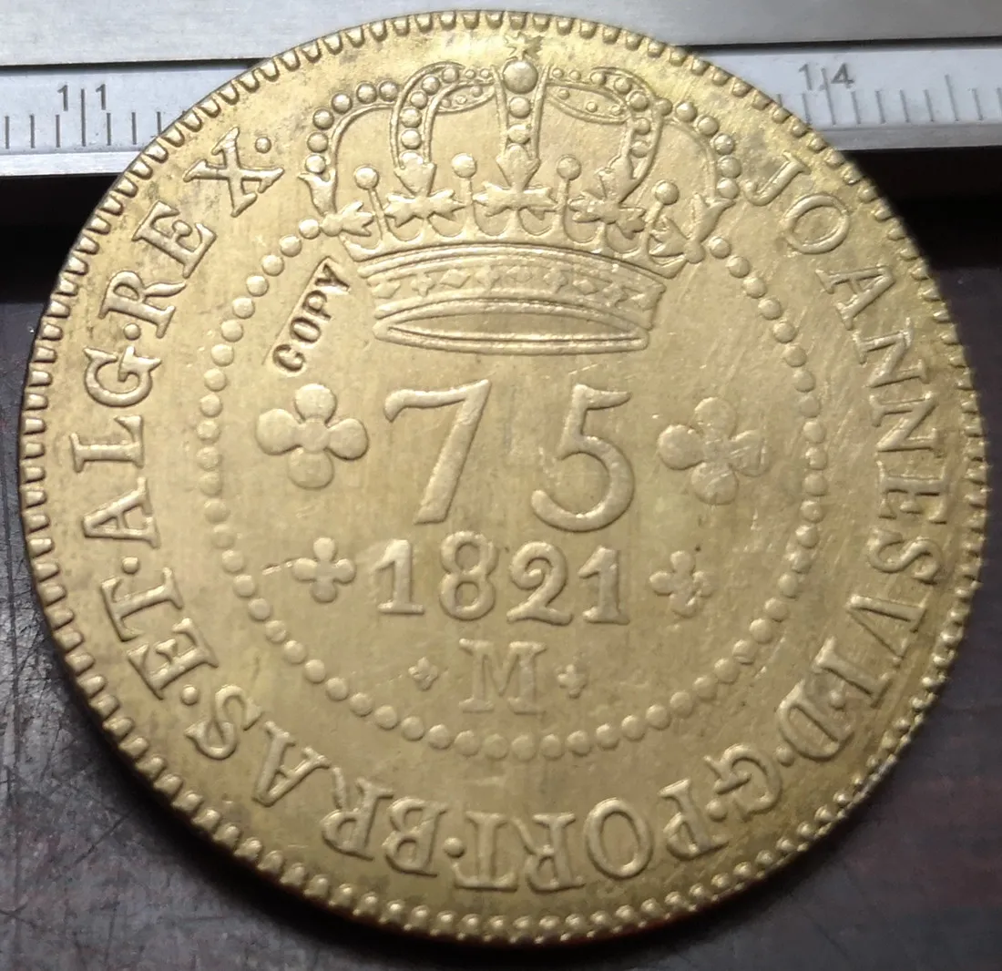 1821 Бразилия 75 Reis Joao VI Minas Gerais медная копия монеты 35 мм|Безвалютные монеты| |